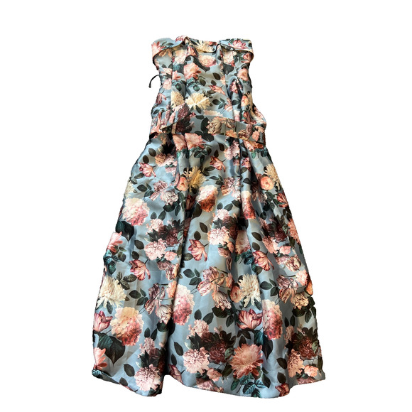 $900 Sachin And Babi Ice Blue Garden Strapless Floral Envelope Brielle Gown 6 - Picture 5 of 12